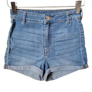 H&M Divided Rolled Cuff Medium Wash High Rise Denim Jean Shorts
